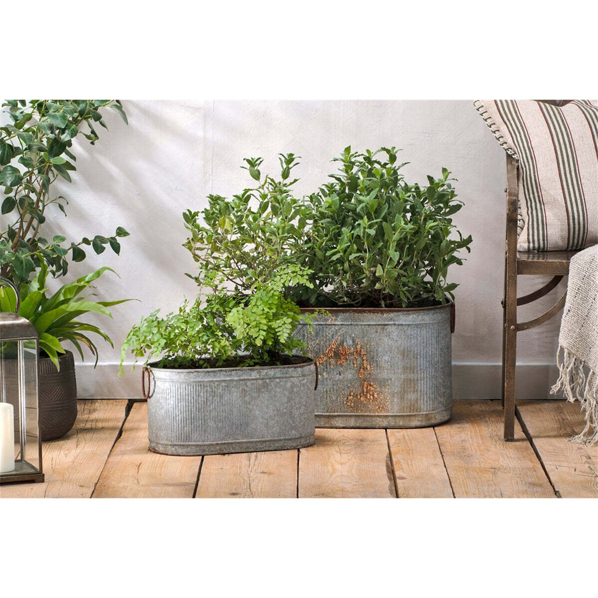 Akasa Large Trough Planter - Zinc