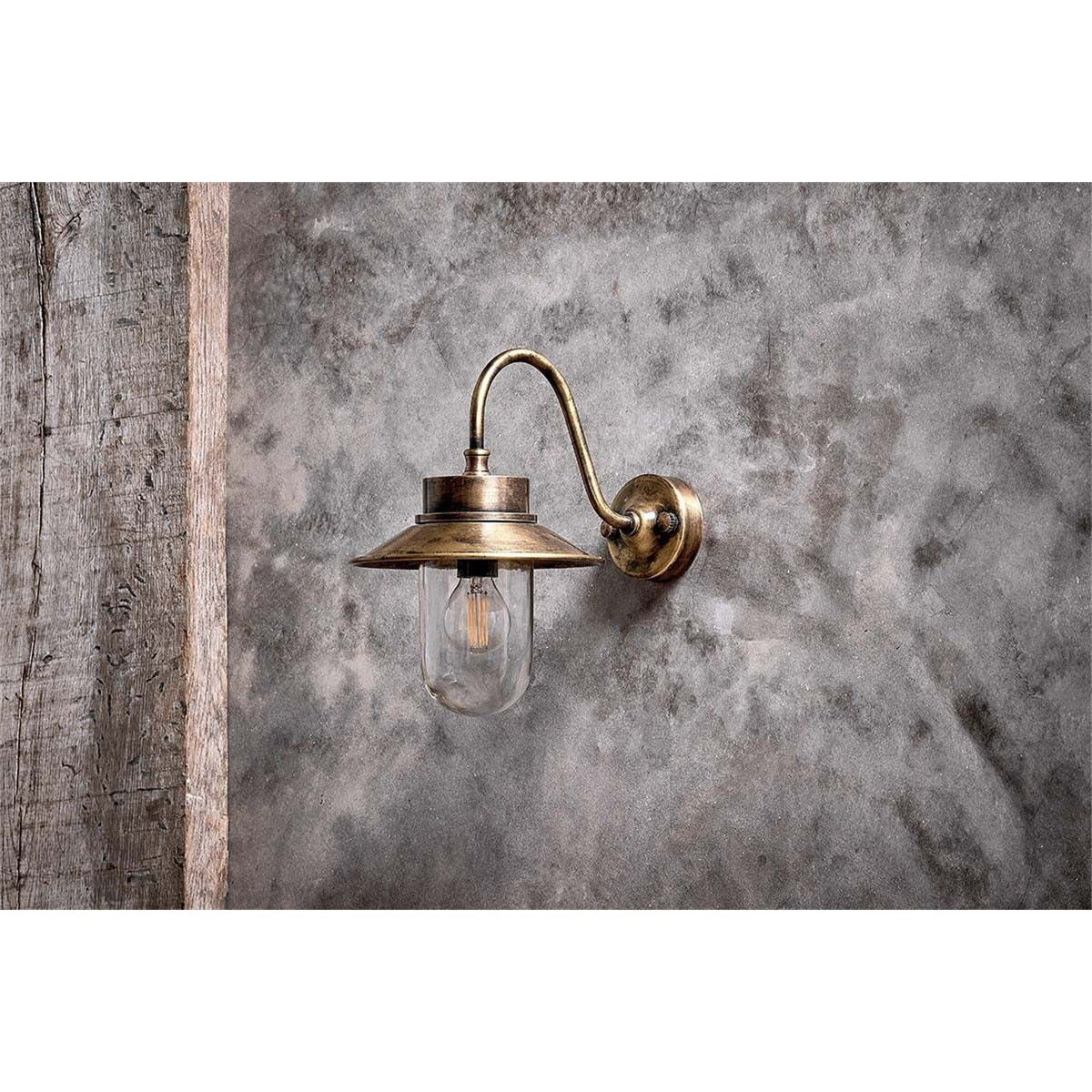 Alwar Swan Neck Outdoor Wall Light - Antique Brass