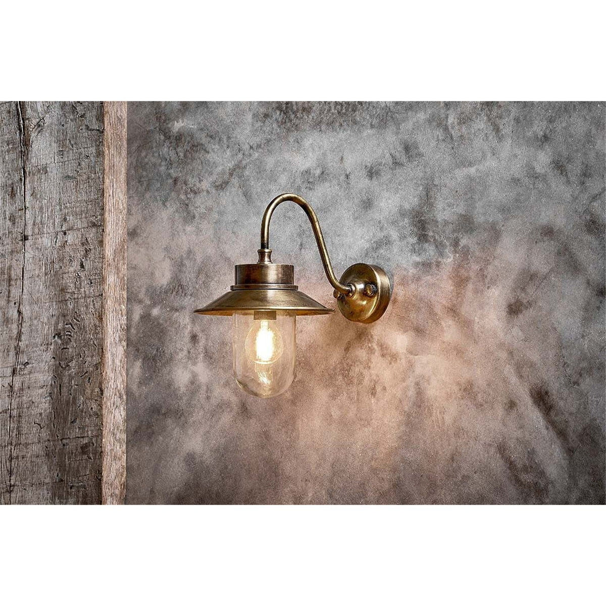 Alwar Swan Neck Outdoor Wall Light - Antique Brass
