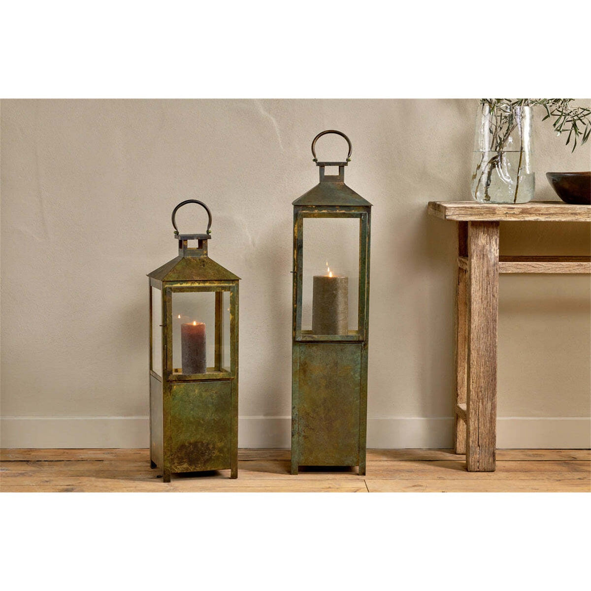 Asharu Large Lantern - Antique Patina