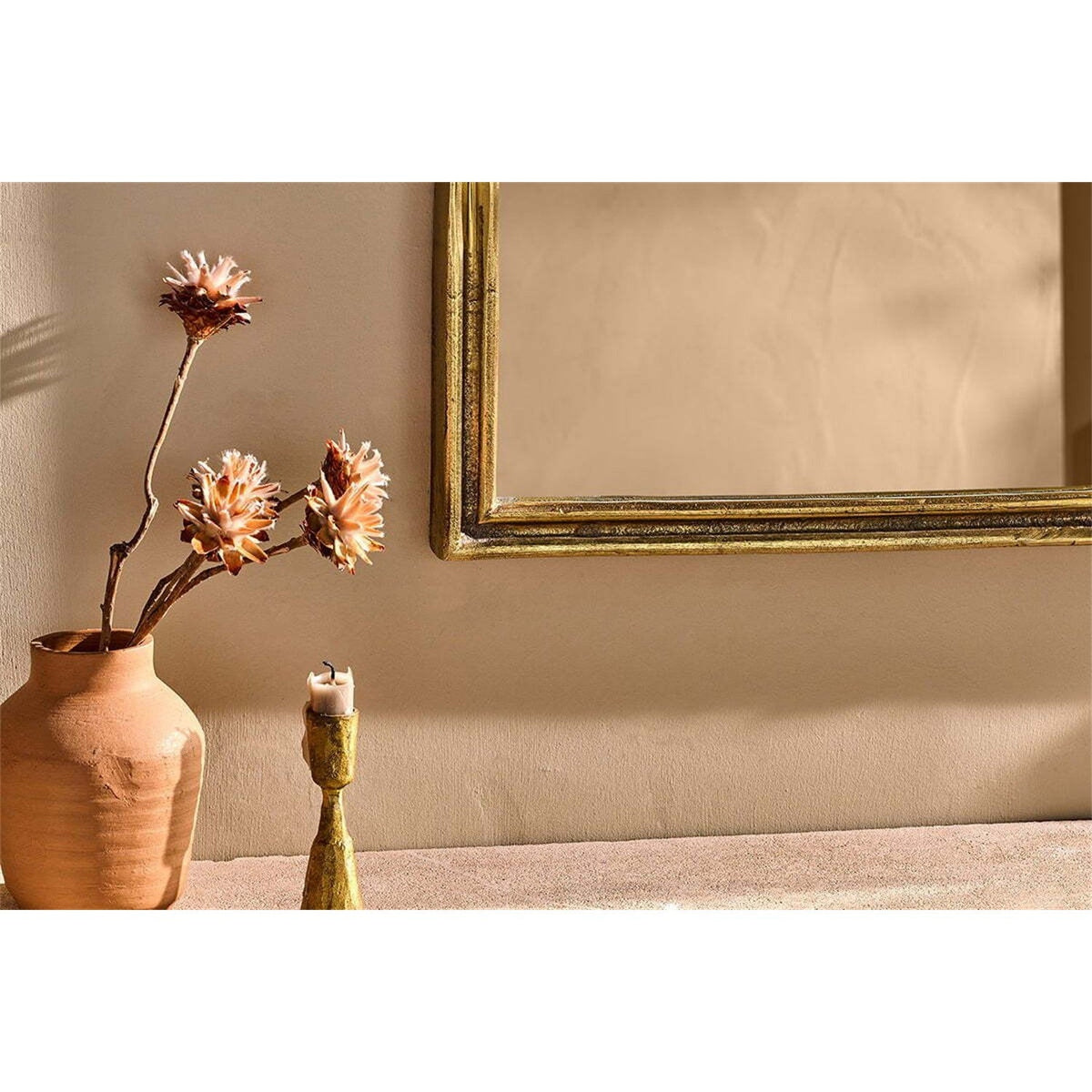 Almora Large Arched Wall Mirror - Antique Brass