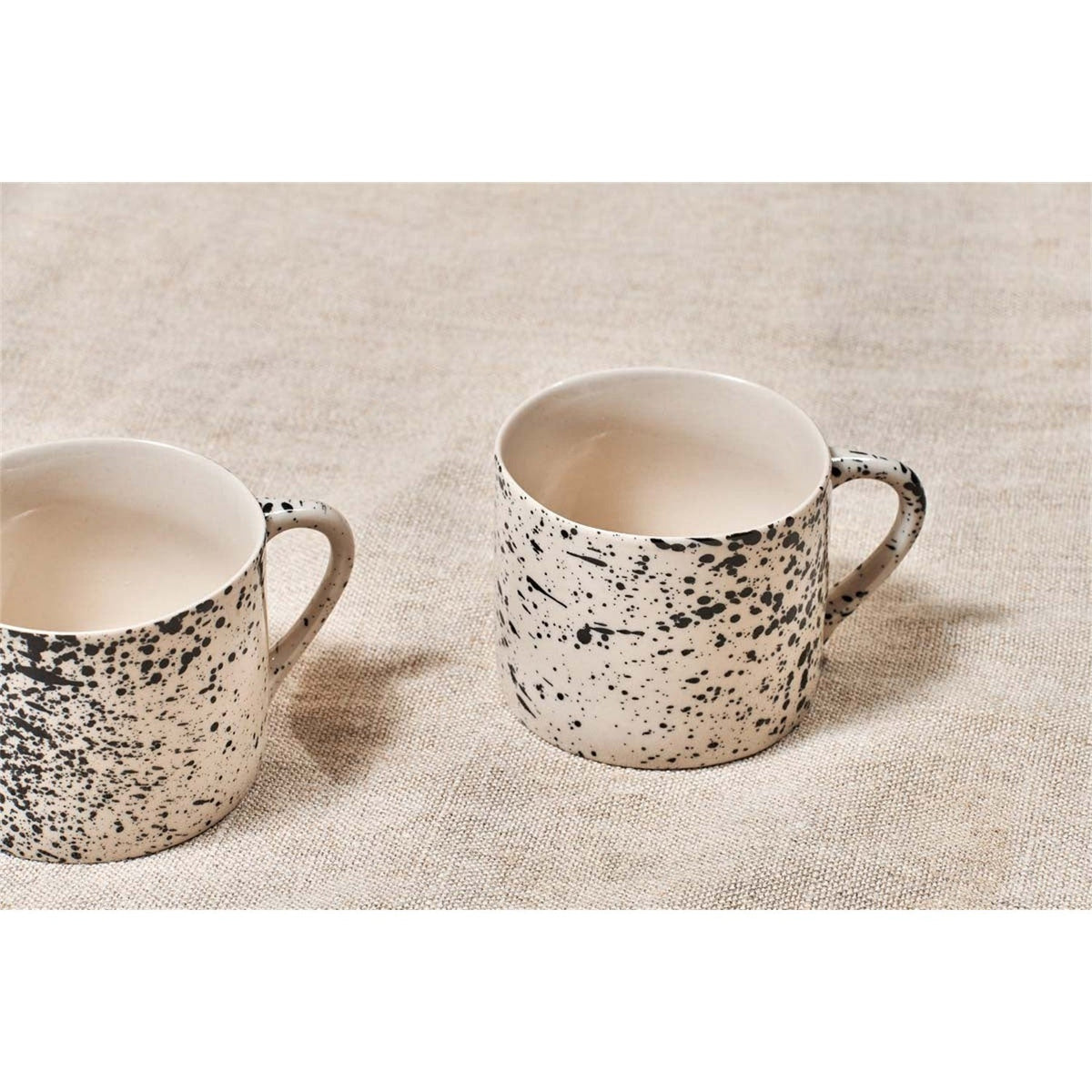 Ama Short Splatter Mug - Off White & Black - Set of 2