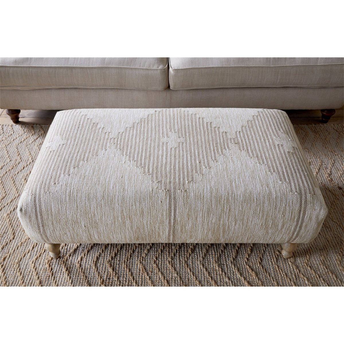 Aranya Upholstered Ottoman - Natural