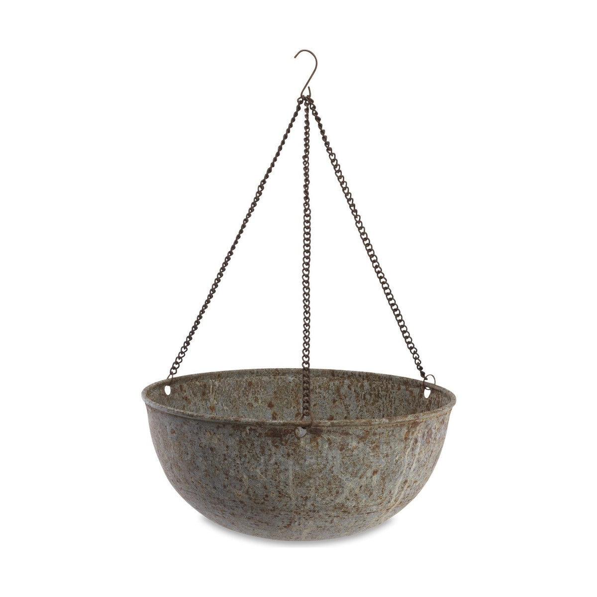 Abari Large Round Hanging Planter - Aged Zinc