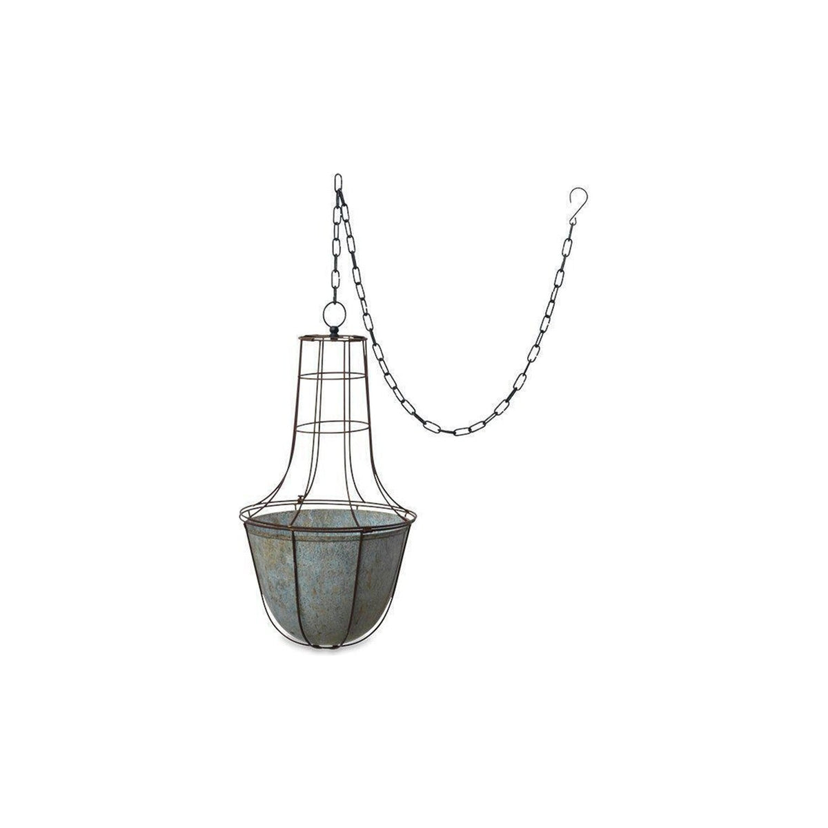 Abari Small Caged Hanging Planter - Aged Zinc