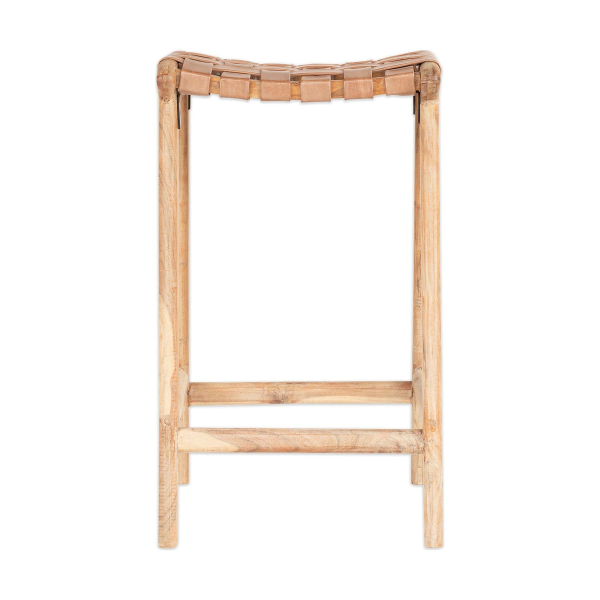 Adembi Woven Leather Counter Stool - Natural & Brown