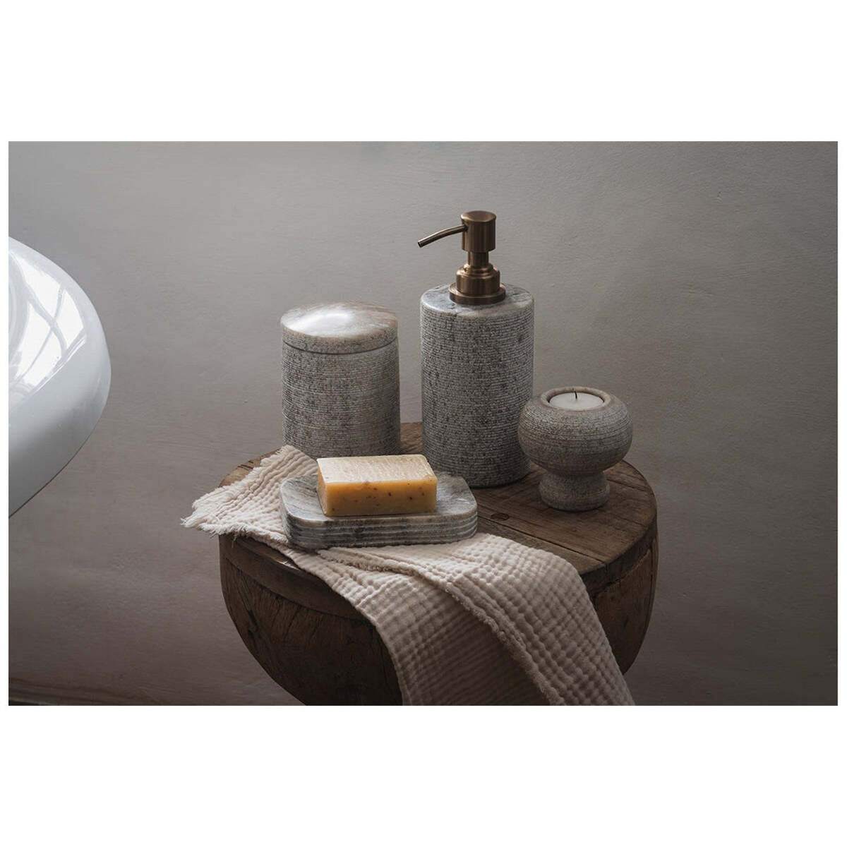 Asana Marble Soap Dispenser - Grey