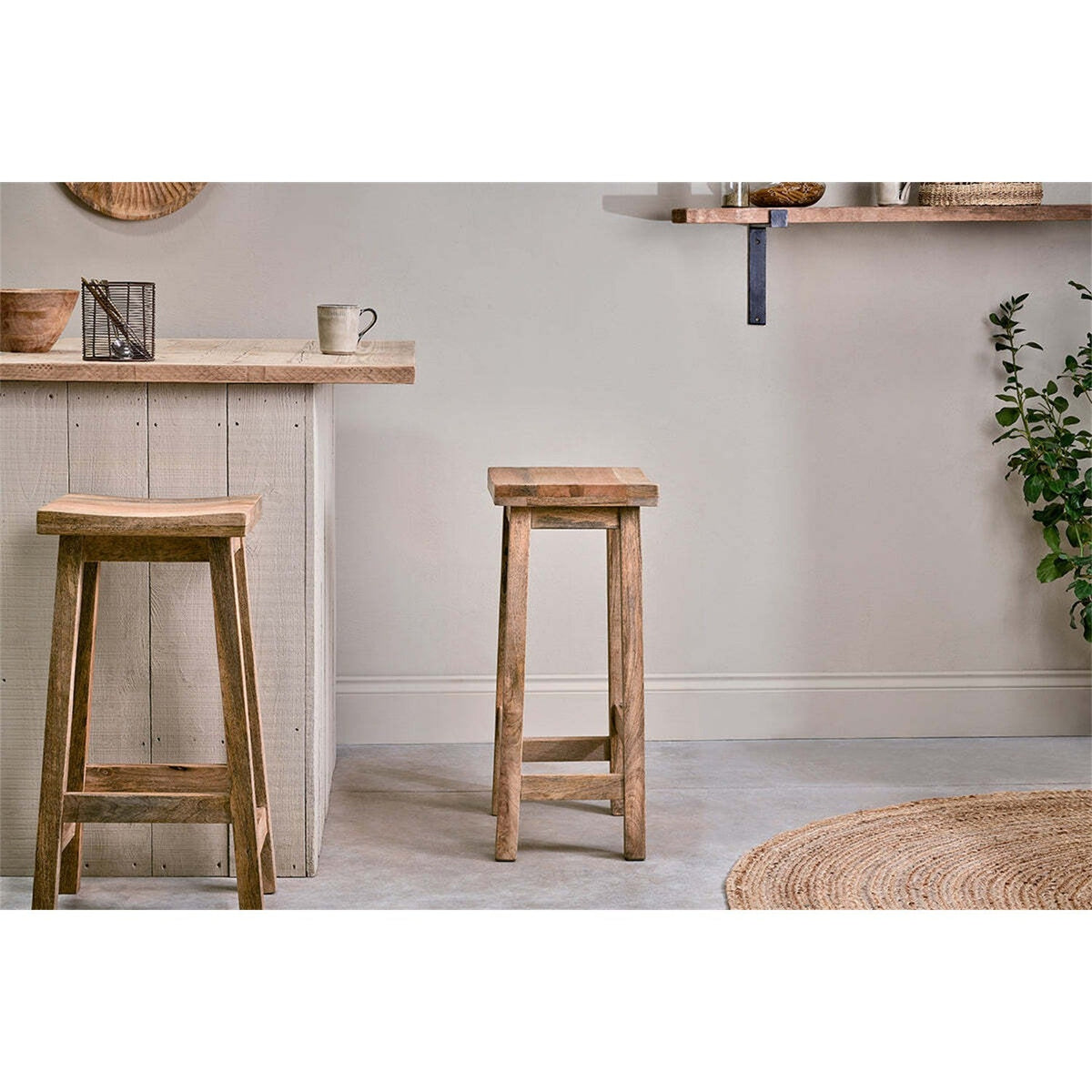 Ambi Tall Mango Wood Stool - Natural