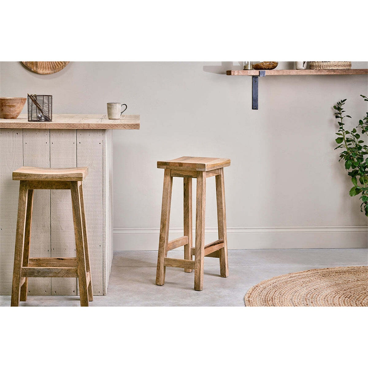 Ambi Tall Mango Wood Stool - Natural