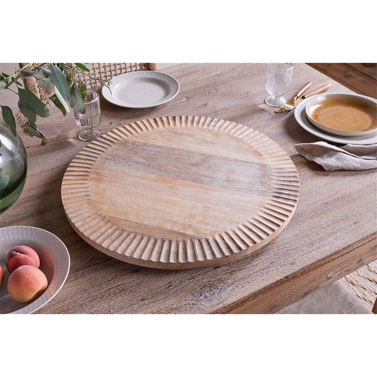 Soria Mango Wood Lazy Susan - Natural