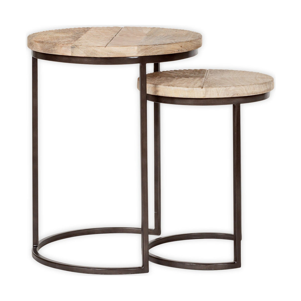 Aasha Mango Wood & Iron Nest of 2 Side Tables - Natural