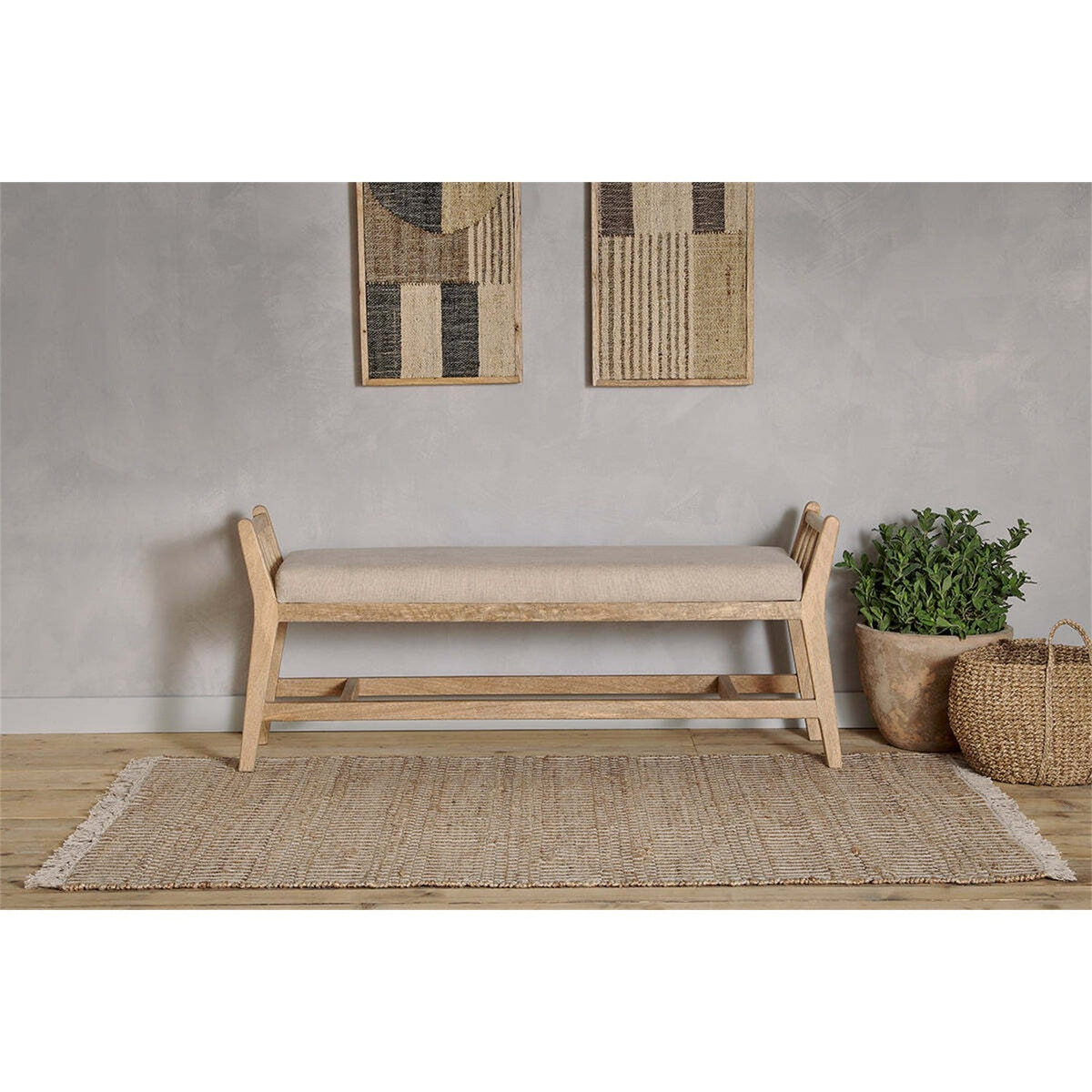Avanthi Upholstered Sleigh Bench - Natural