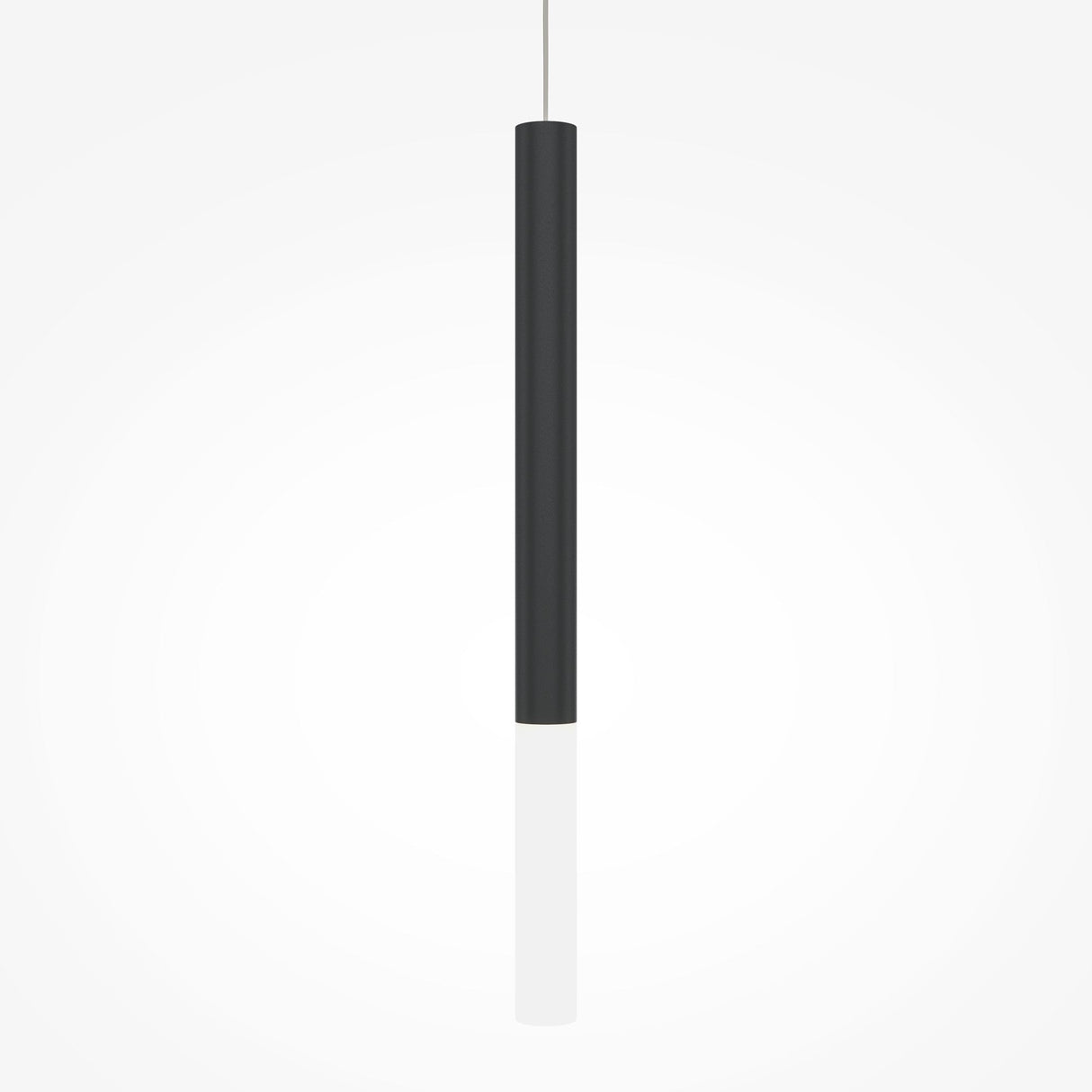 Additional perspective of Pro Shade LED thin pendant light, showcasing its thin, stylish design in black.