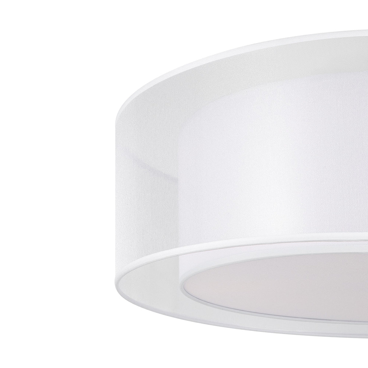 A close-up of the Bergamo 3 Light Flush, featuring a circular layered design with a white translucent outer layer, perfectly complements minimalist interiors with its clean, modern look.
