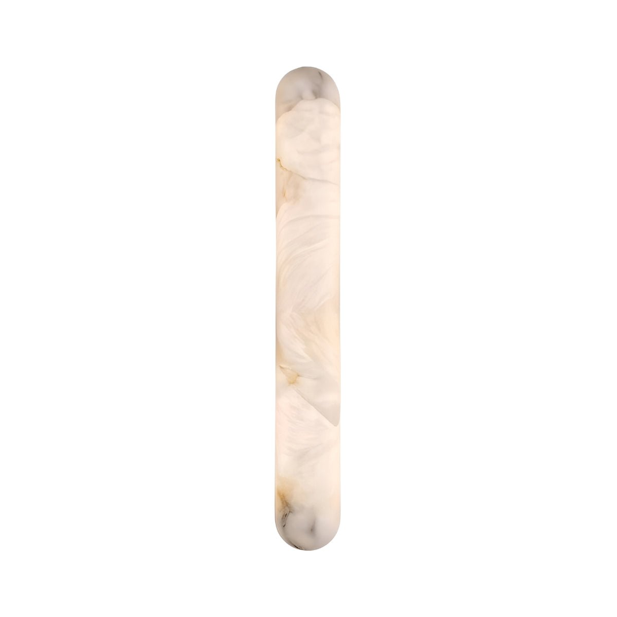 Arvella LED Large Column Alabaster Wall Light in soft white, a tall rounded natural alabaster column with warm glowing finish, shown against a plain white background.