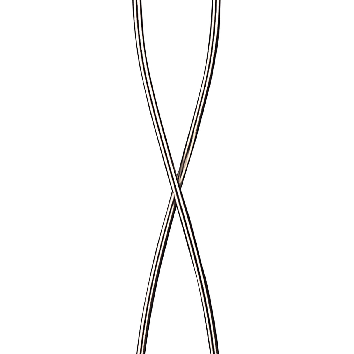 Two parallel black-and-white striped cables cross on a white background, forming an X shape reminiscent of the sleek lines of the Amel 2 Light Floor Lamp in polished chrome.