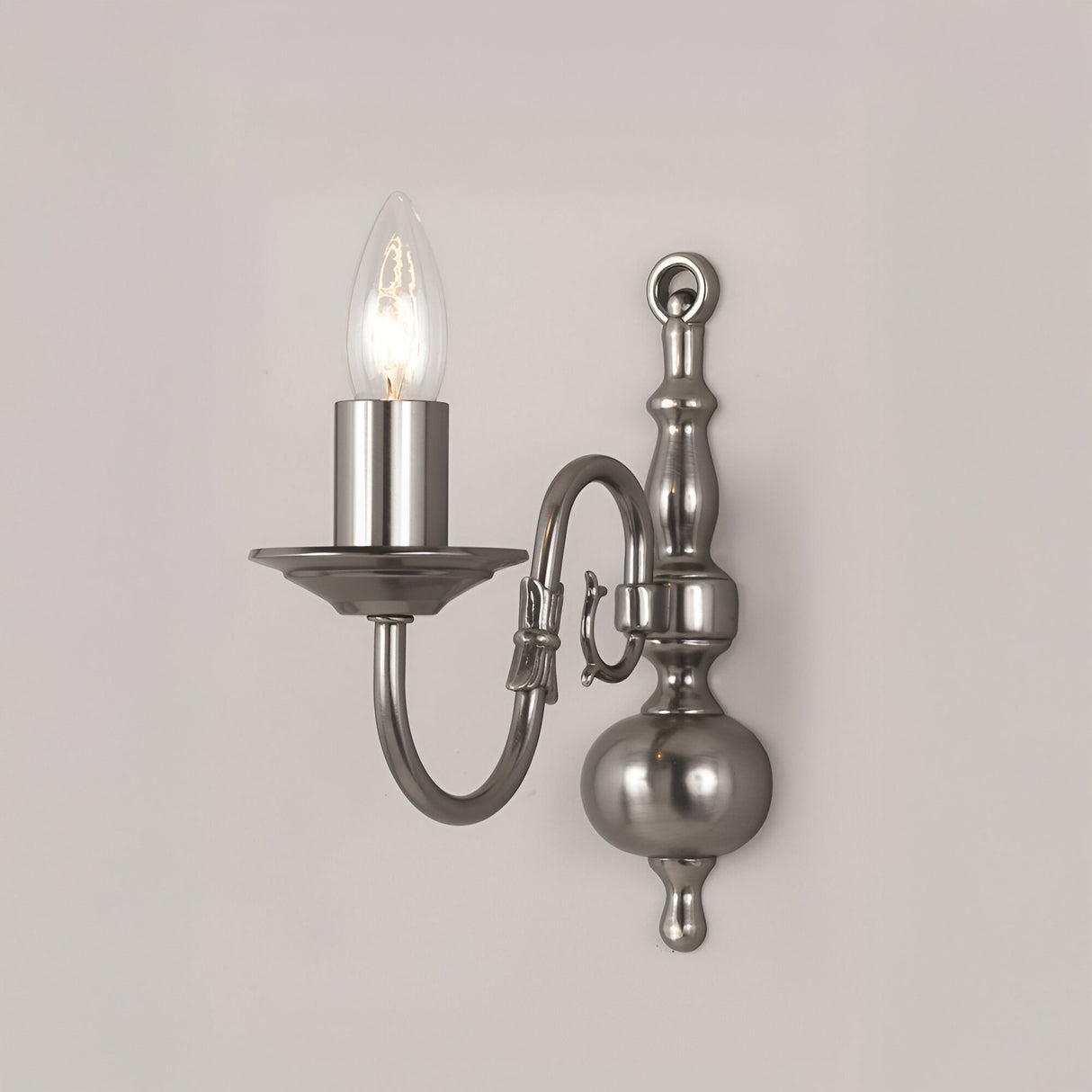 Flessen 1 Light Solid Brass Wall Light - Pewter