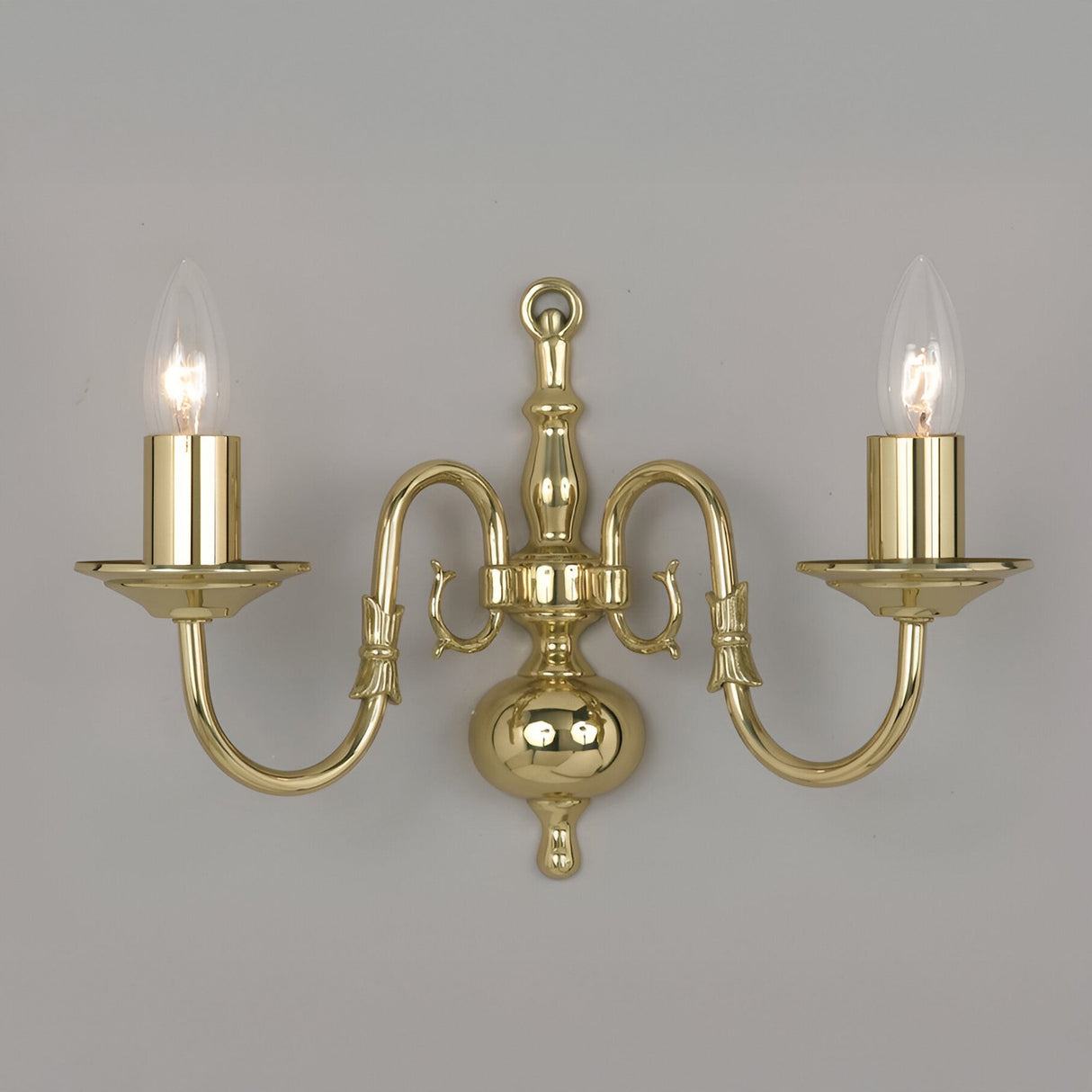 Flessen 2 Light Solid Brass Wall Light - Polished Brass