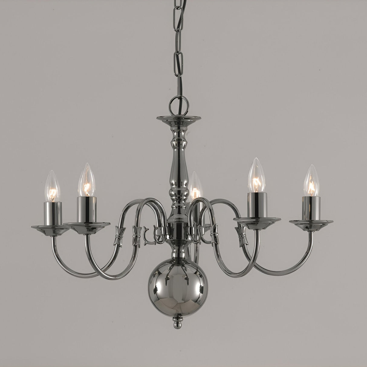 Flessen 5 Light Solid Brass Chandelier - Gunmetal