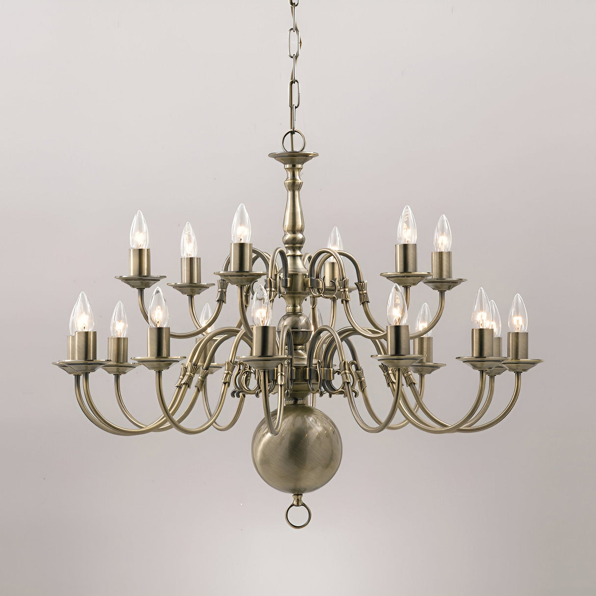 Flessen 18 Light Solid Brass Chandelier - Antique Brass