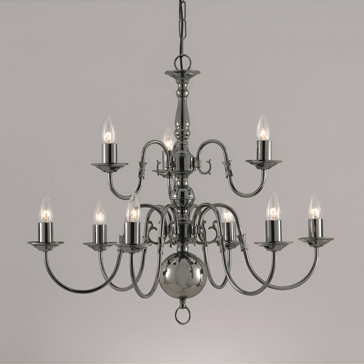 Flessen 9 Light Solid Brass Chandelier - Gunmetal