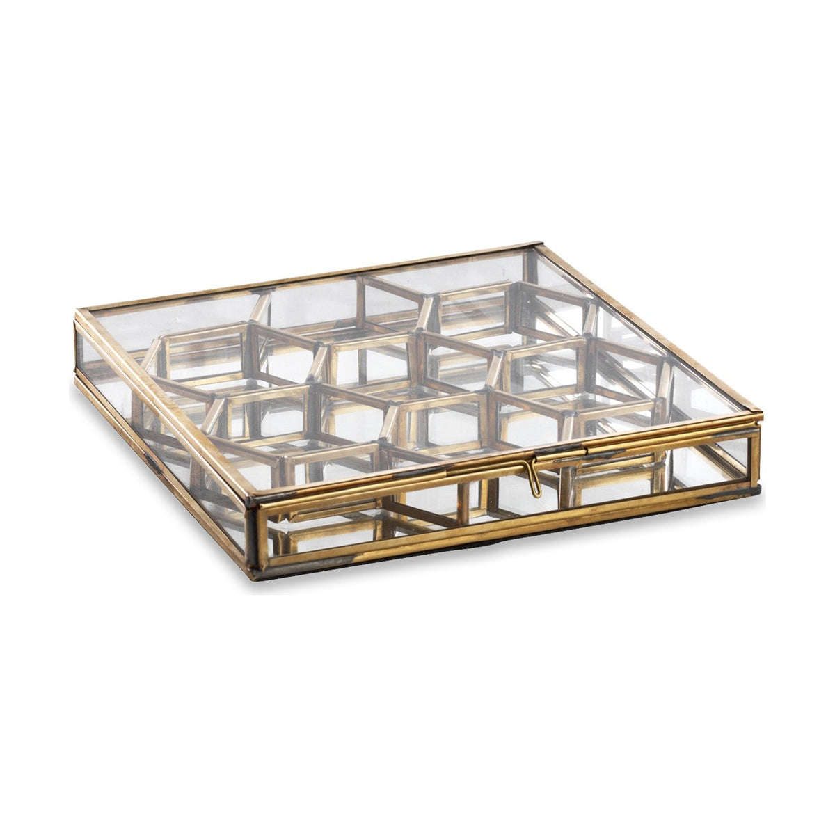 Bequai Small Glass Jewellery Box - Antique Brass