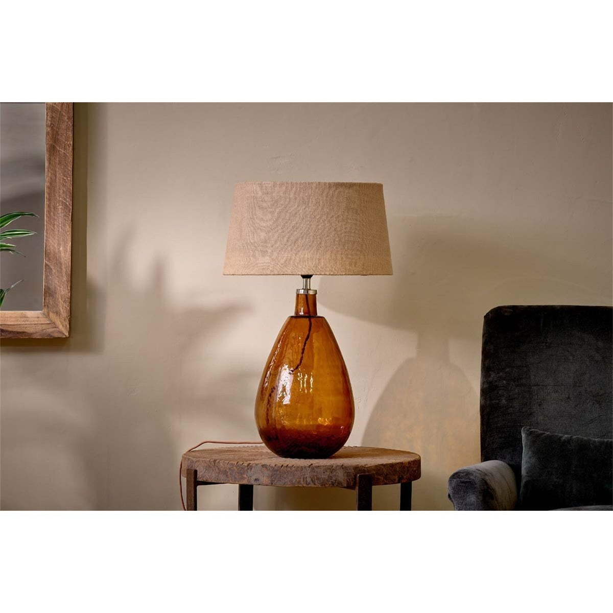 Baba Large Tall Recycled Glass Lamp Base - Burnt Amber