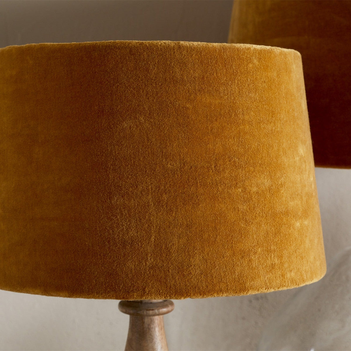 Batakha Small Velvet & Linen Lampshade - Dark Ochre