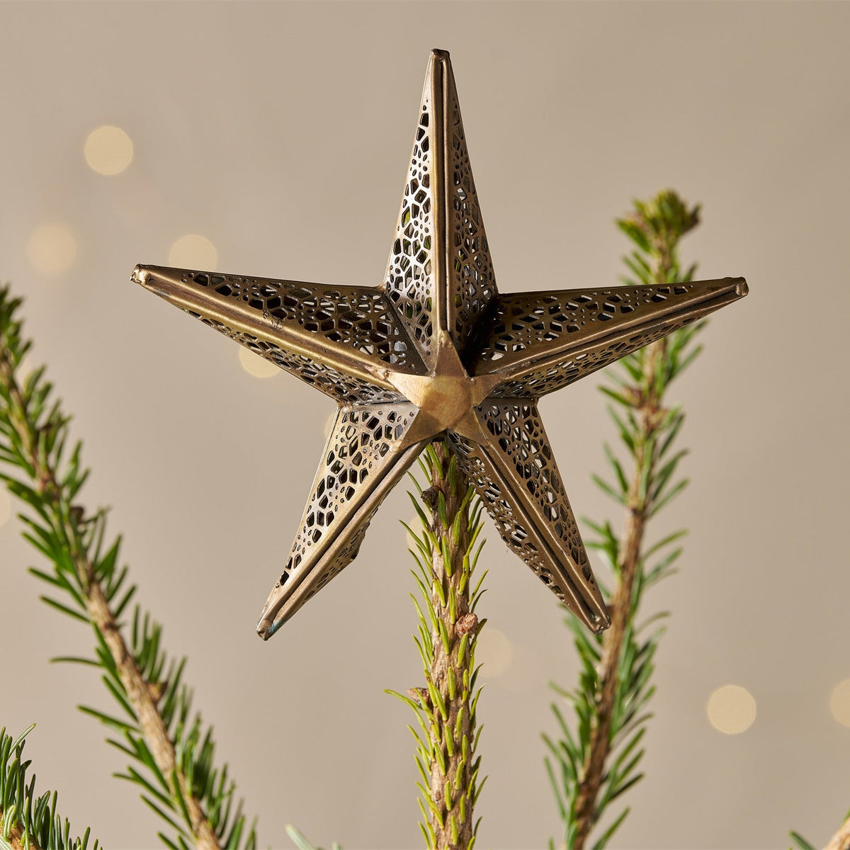 Bishakha Star Christmas Tree Topper - Brass