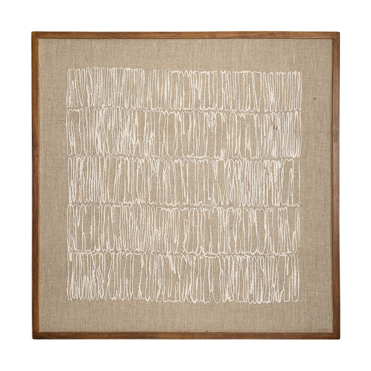 Birala Hand Stitched Linen Wall Art - Natural