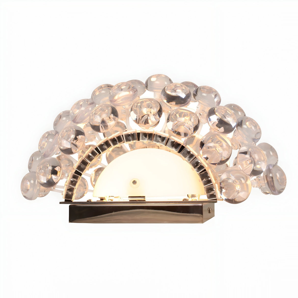 The Briller LED Small Wall Light - Transparent features a modern semi-circular design with clear acrylic or crystal spheres on a metallic base, creating striking contemporary illumination through its translucent materials.