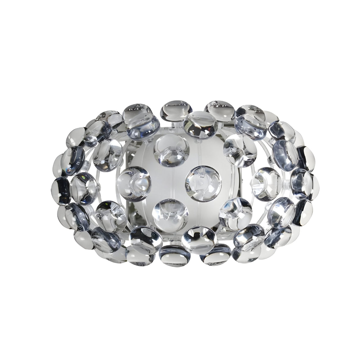 The Briller LED Small Wall Light - Transparent features a central white sphere surrounded by transparent acrylic or crystal accents, creating a decorative and reflective modern lighting design.