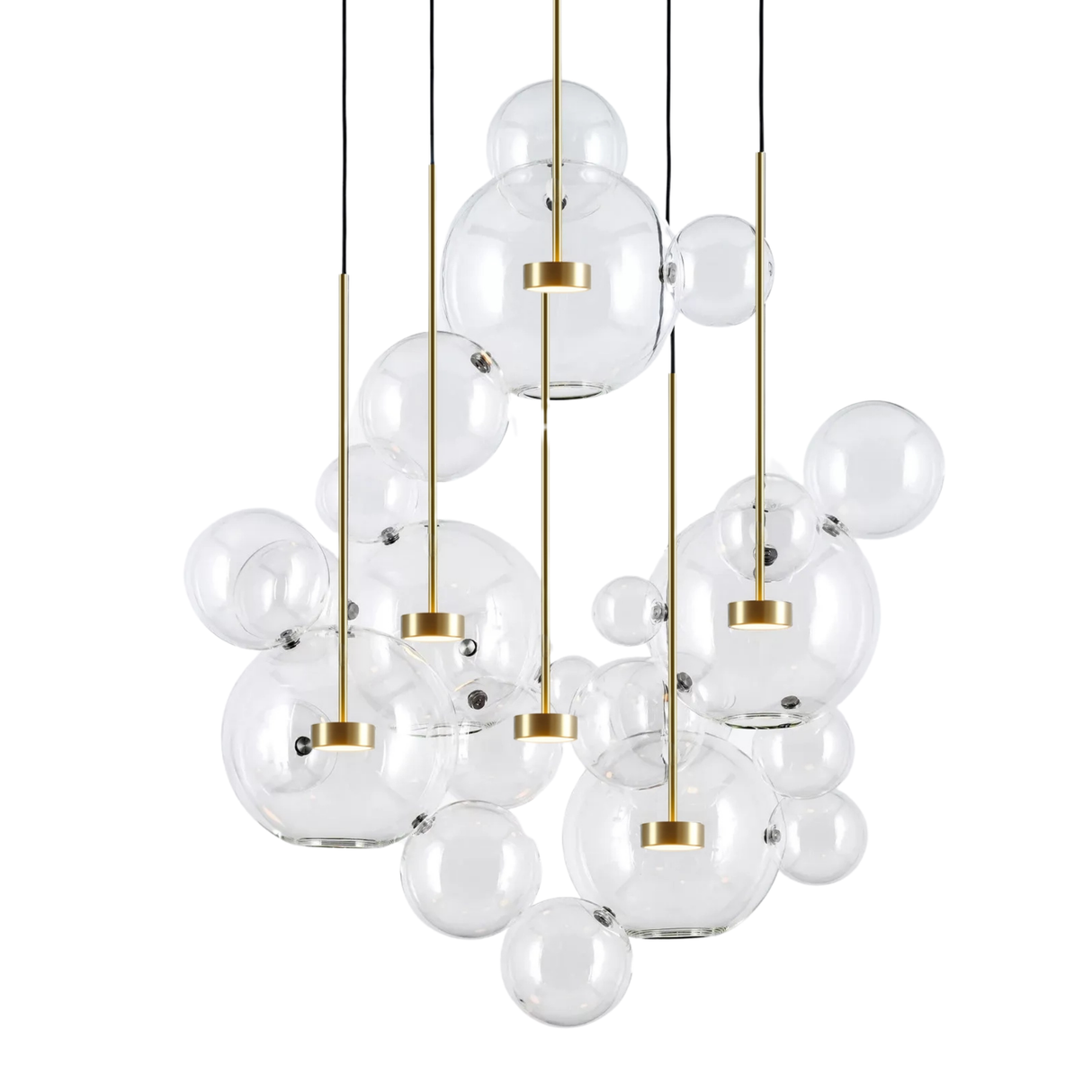 Bubble 5 LED Glass Cluster Pendant Light - Gold