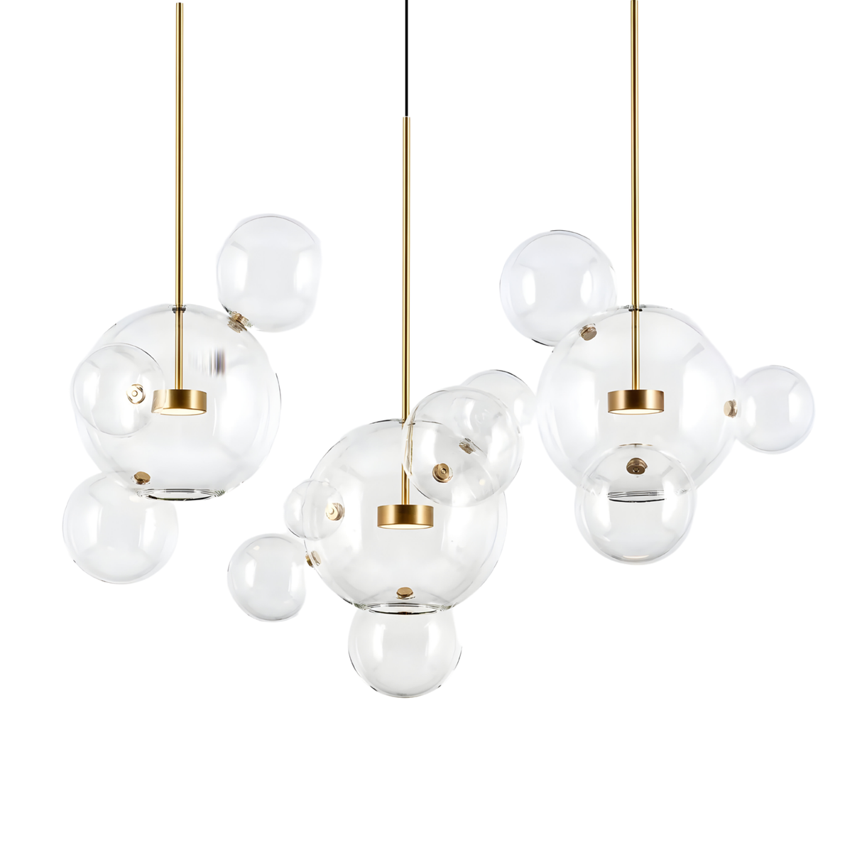 Bubble 3 LED Glass Linear Pendant Light - Gold