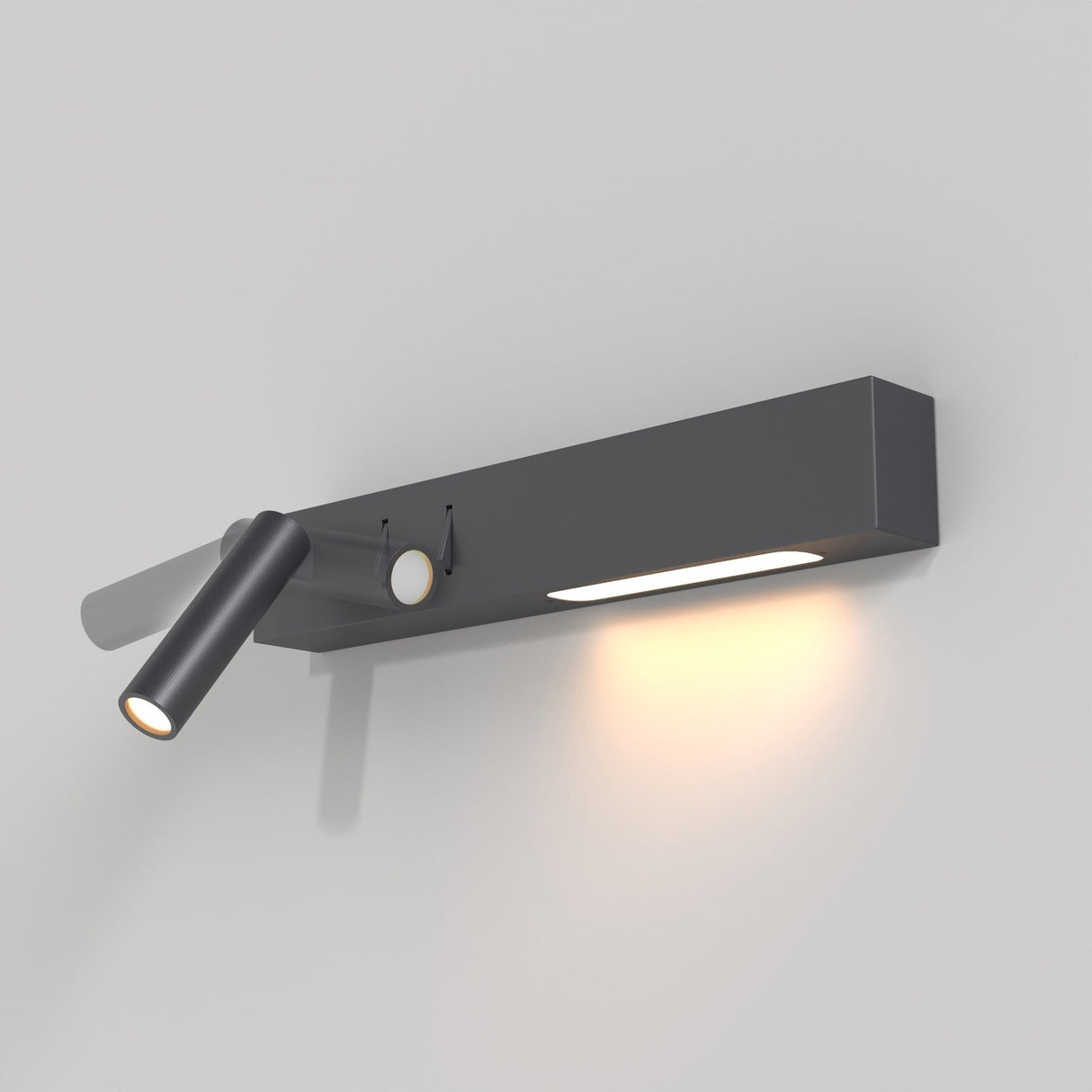 Additional view of Comodo LED Wall Light, black finish, showing clean lines and versatile design
