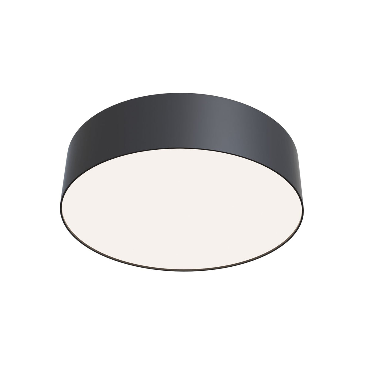 Zon flush ceiling light in black, featuring a minimal profile for a contemporary touch in modern spaces.