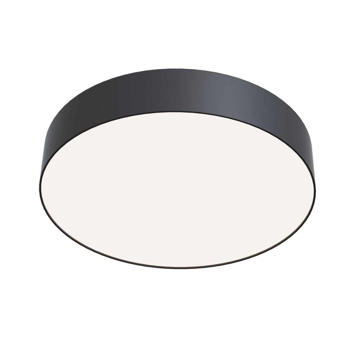 Zon small flush ceiling light in black, offering an elegant lighting solution for smaller spaces.