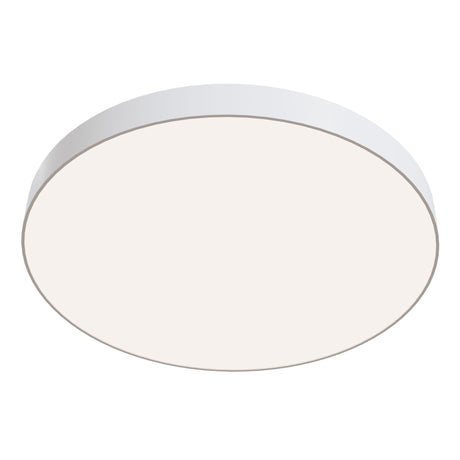 Zon flush ceiling light in white with a large, contemporary design for brightening spacious areas.