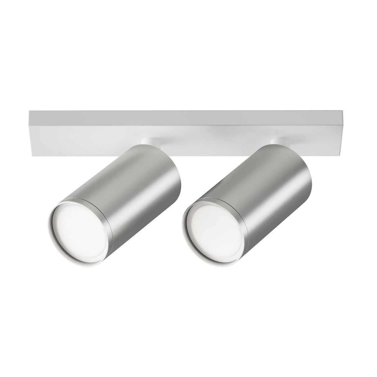 FOCUS S Twin Bar Spotlight in white and matte silver, with a dual-light bar design for contemporary lighting applications