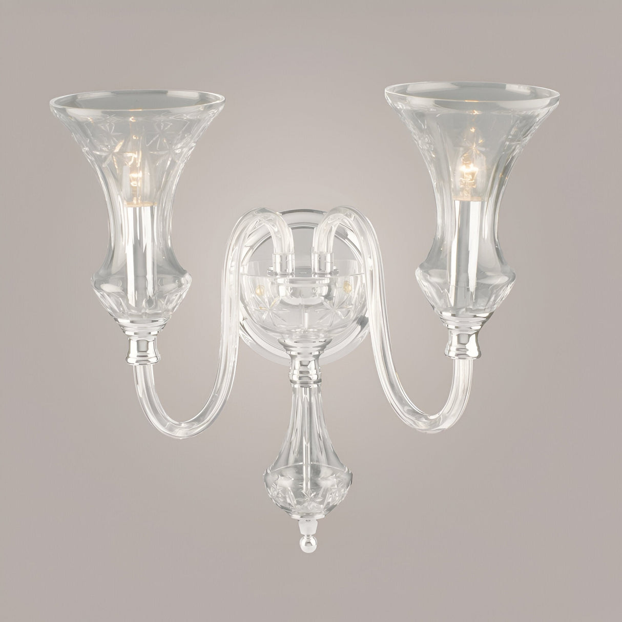 Stelis 2 Light Lead Crystal Czech Republic Wall Light - Clear