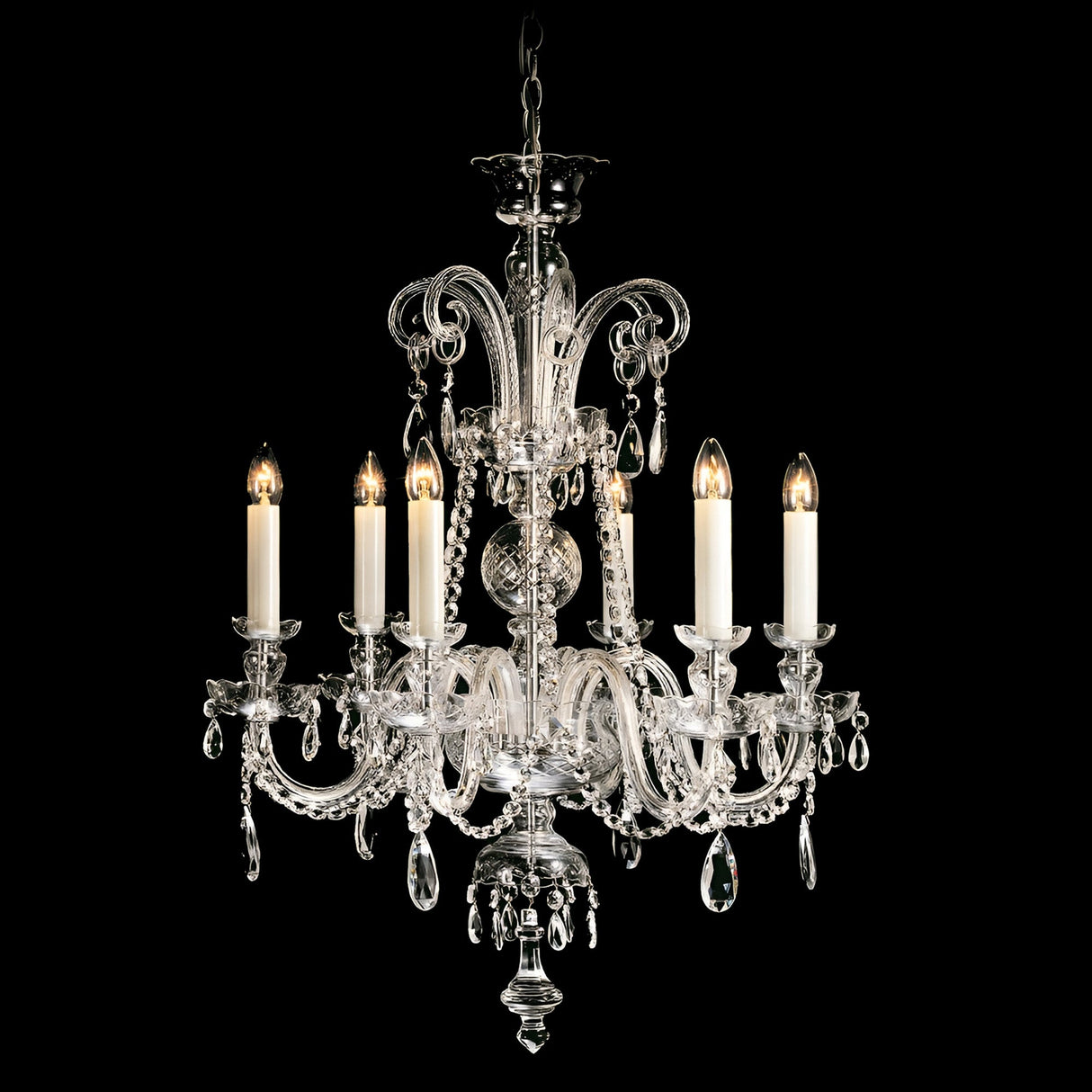Liben 6 Light Georgian Strass Crystal Chandelier - Chrome