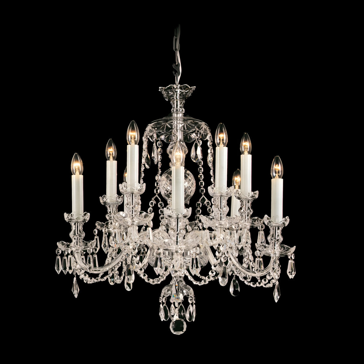 Frylia 10 Light Georgian Lead Crystal Chandelier - Chrome