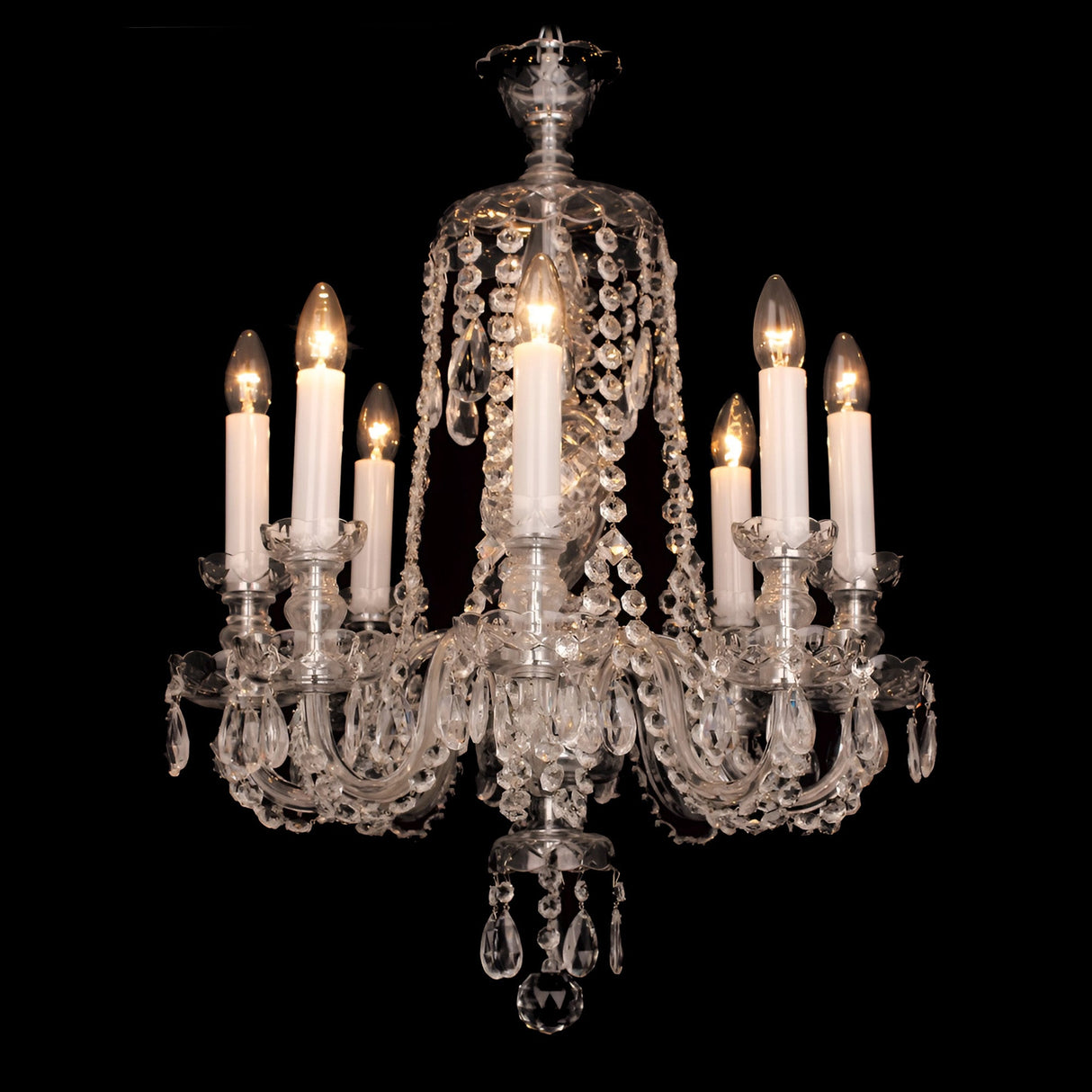 Karven 8 Light Georgian Lead Crystal Chandelier - Chrome