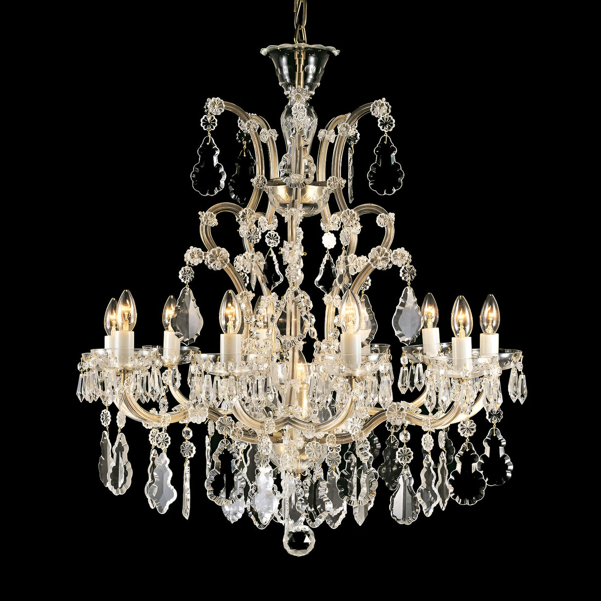 Mistelle 11 Light Hand Cut Crystal Czech Republic Chandelier - Gold