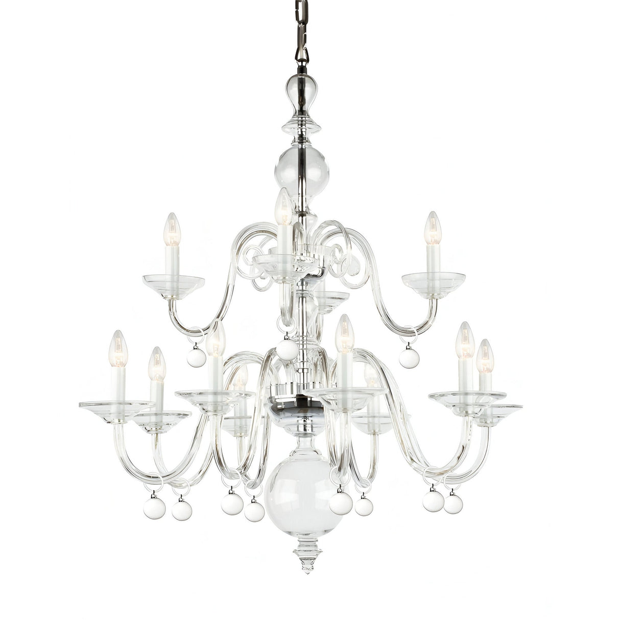Pavelle 12 Light Clear Glass & Crystal Czech Republic Chandelier - Chrome