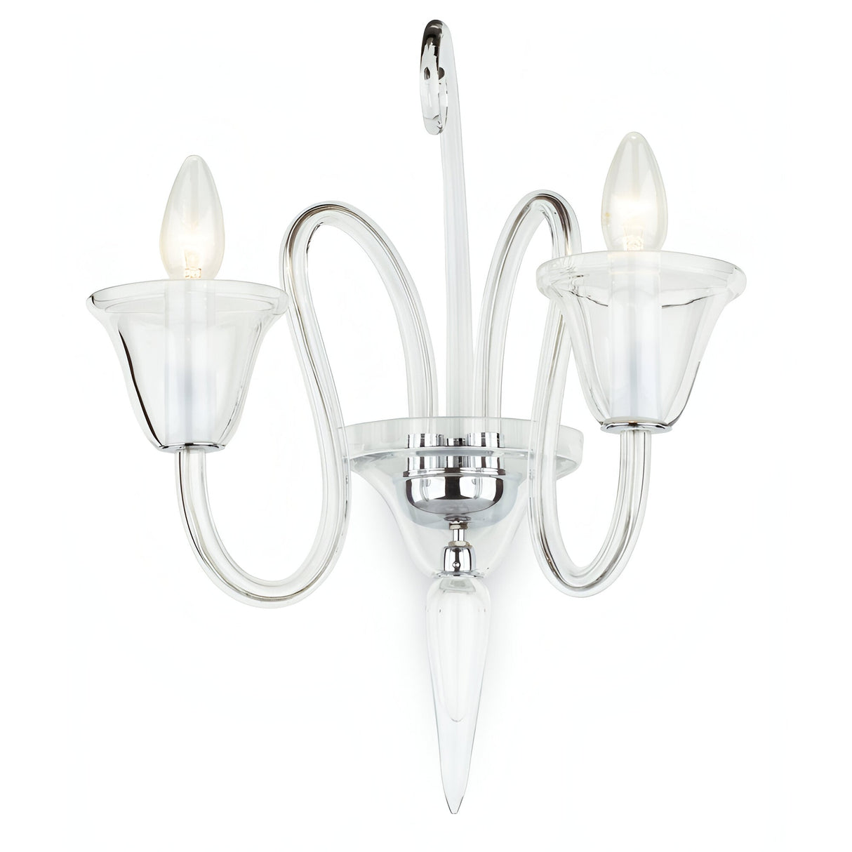 Selya 2 Light Glass Czech Republic Wall Light - Chrome