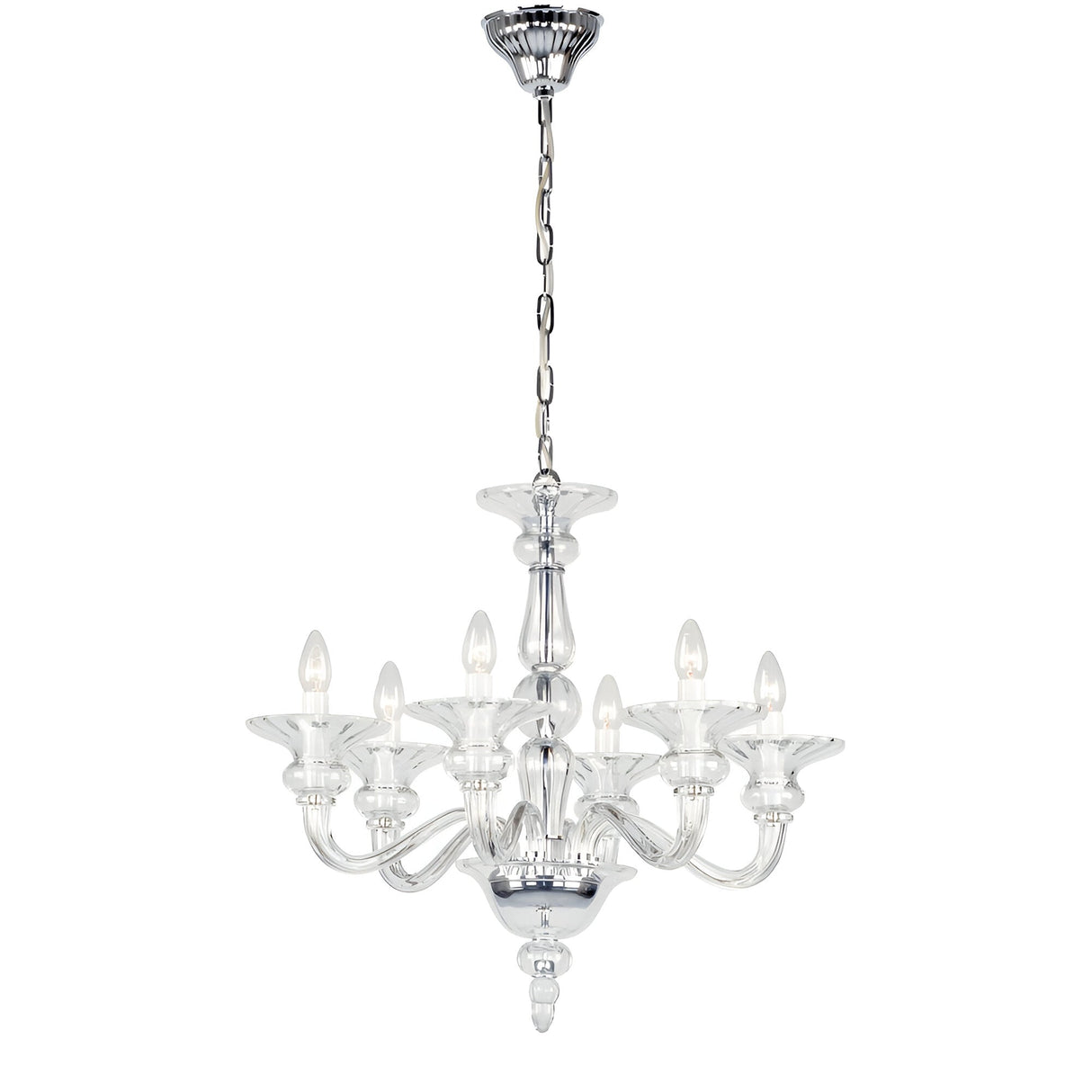 Zavien 6 Light Clear Glass Czech Republic Chandelier - Clear