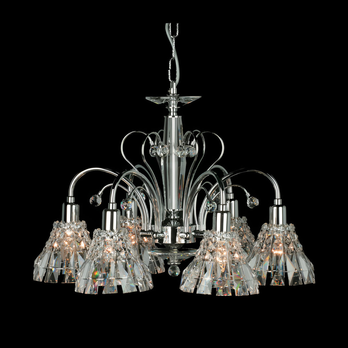 Stralen 5 Light Strass Lead Crystal Chandelier - Chrome