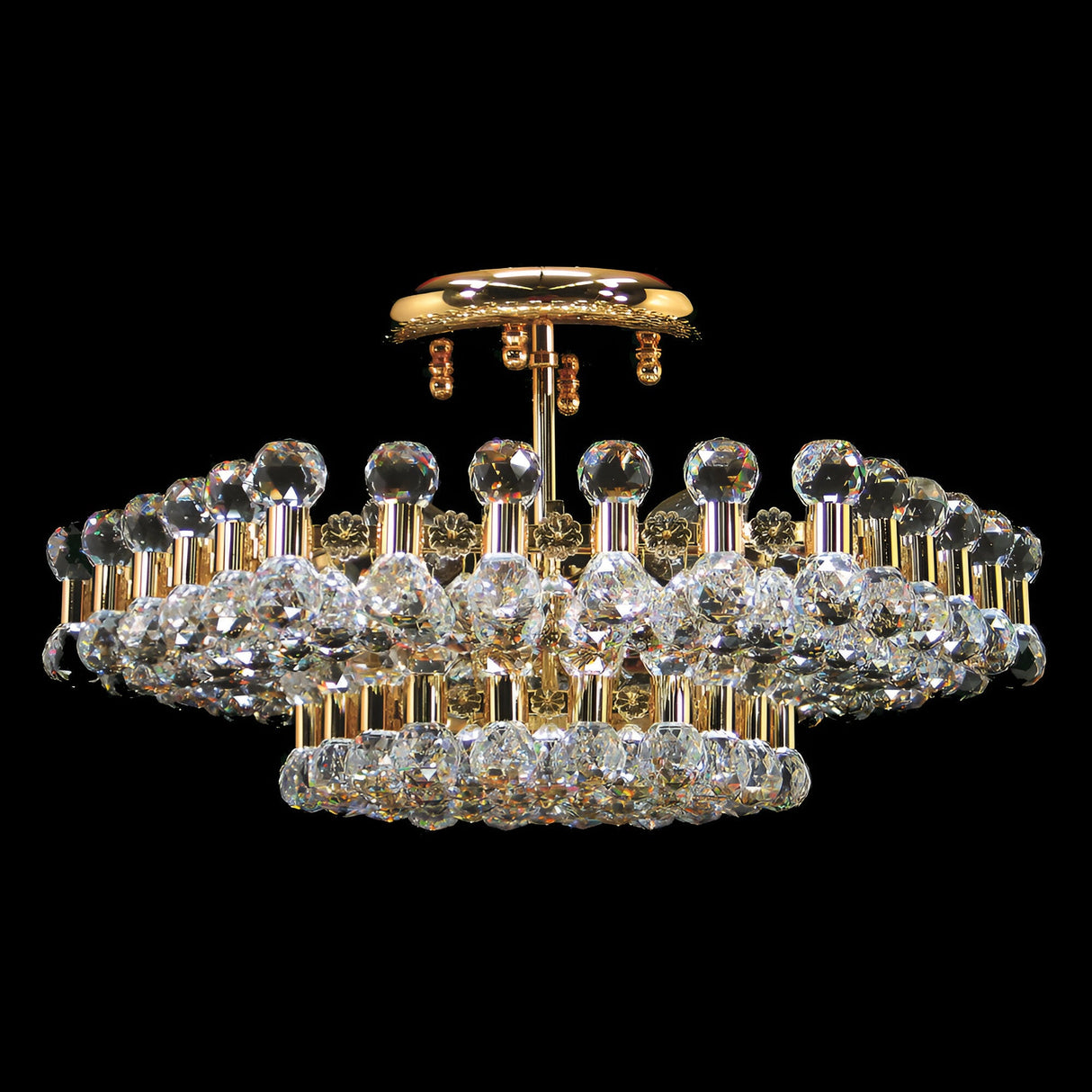 Vessa 6 Light Crystal Semi-Flush Chandelier - Gold