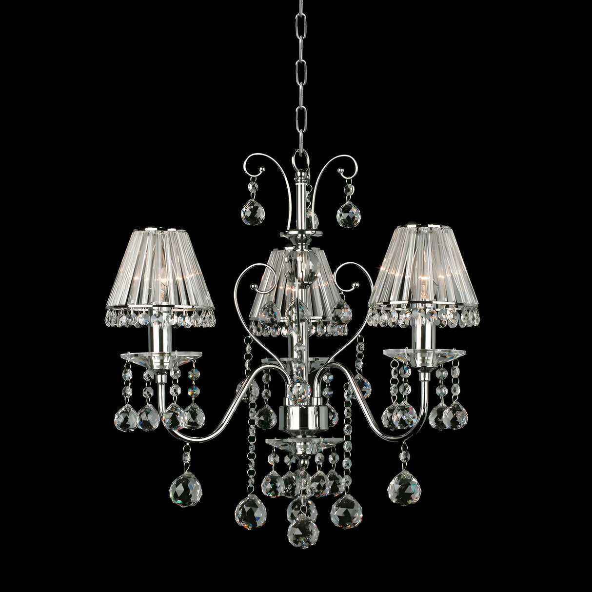 Perryn 3 Light Strass Lead Crystal Chandelier - Chrome